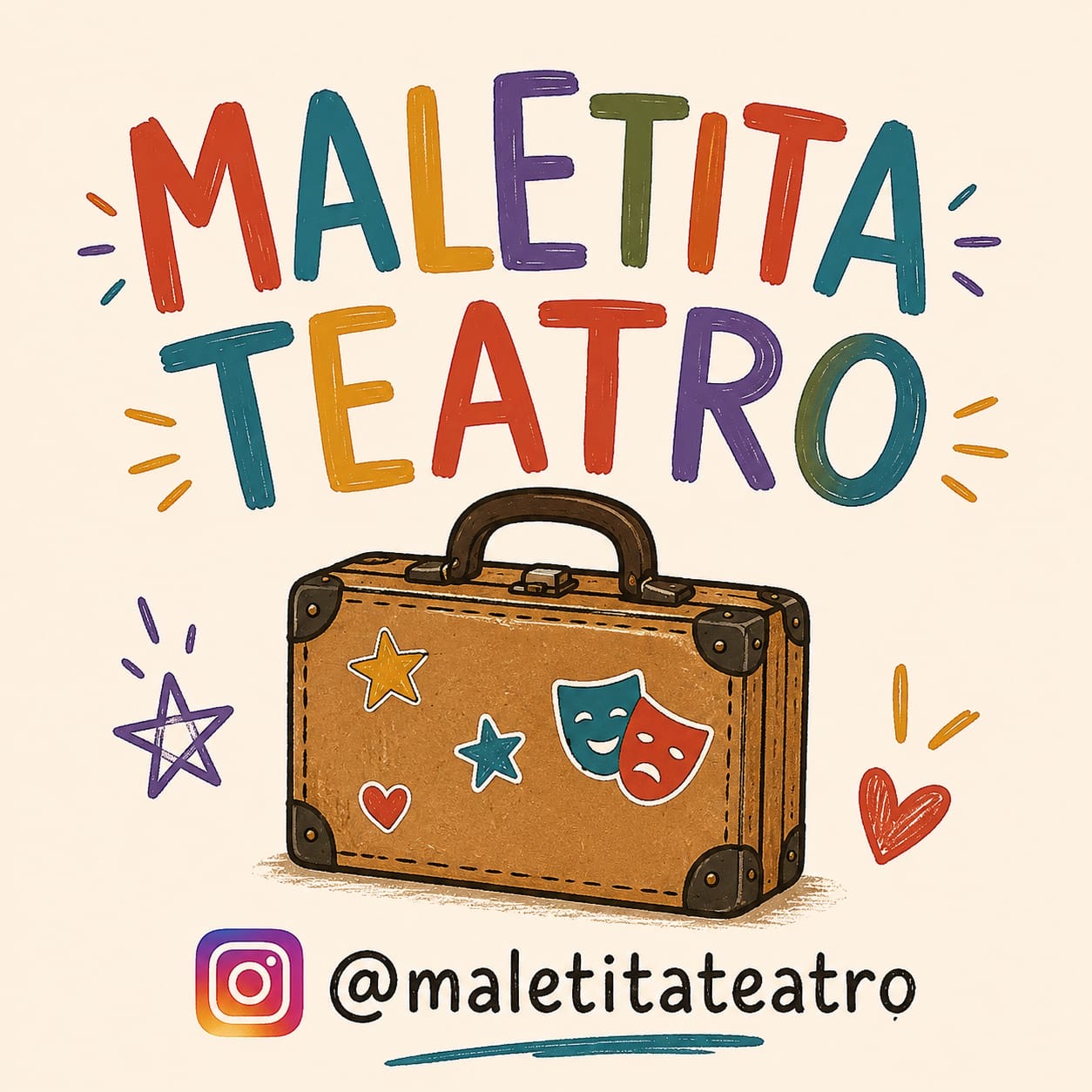 Ilustración de la marca Maletita Teatro con una maleta de viaje